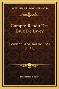 Compte-Rendu Des Eaux De Lavey