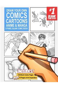 Draw Your Own Comics Cartoons Anime & Manga 6 Panel Blank Comic Book