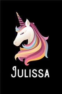 Julissa: Journal (Diary, Notebook) Personalized Custom Name Unicorn Birthday Gift for Girls and Women