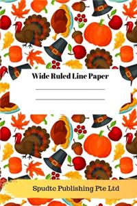 Fall and Thanksgiving Theme Wide Ruled Line Paper