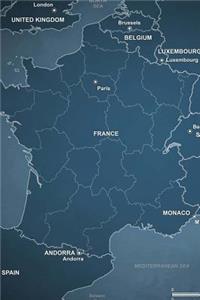 Blue Political Map of France Journal