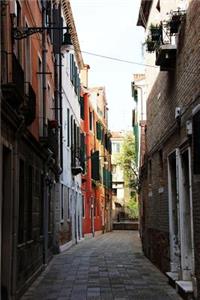 A Scenic Narrow Brick Alley in Venice, Italy Journal