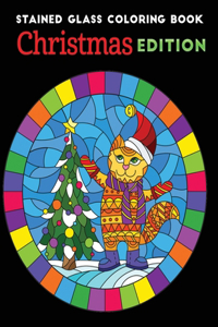 Stained Glass coloring book christmas edition