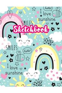 Sketchbook: Cute Drawing Note Pad and Sketch Book for Kids, Girls and Adult - Large 8.5 x 11 Matte Cover with White Interior (Perfect for Sketching, Coloring, W