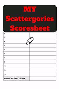 MY Scattergories Scoresheet: MY Scattergories Score sheet Keeper - My Scoring Pad for Scattergories game- My Scattergories Score Game Record Book - My Game Record Notebook - My 