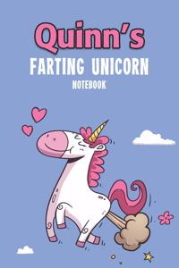 Quinn's Farting Unicorn Notebook: Funny & Unique Personalised Notebook Gift For A Girl Called Quinn - 100 Pages - Perfect for Girls & Women - A Great Notebook Journal For Home, Schoo