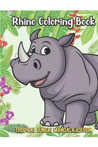 Rhino Coloring Book Tropical Jungle Mandala Edition