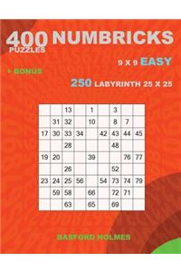 400 NUMBRICKS puzzles 9 x 9 EASY + BONUS 250 LABYRINTH 25 x 25