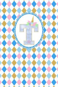 Unicorn Monogram Journal - Letter T