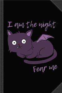 Cute Halloween Cat I Am the Night Fear Me Journal Notebook: Blank Lined Ruled for Writing 6x9 120 Pages