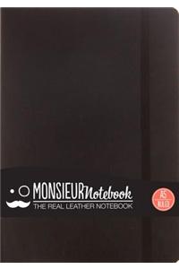 Monsieur Notebook Leather Journal - Black Ruled Large A5