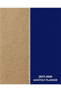 2019-2020 Monthly Planner: 2 Year Planner 2019-2020 Monthly with Holidays, 2 Year Monthly Planners 2019-2021, Kraft with Navy and Rose Gold Glitter