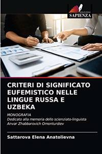 Criteri Di Significato Eufemistico Nelle Lingue Russa E Uzbeka
