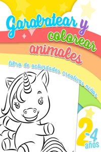 Garabatear y colorear animales - libro de actividades creativas - niños 2-4 años