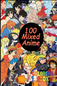 100 mixed anime coloring book