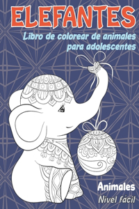 Libro de colorear de animales para adolescentes - Nivel fácil - Animales - Elefantes