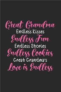 Great Grandma Endless Kisses Endless Fun Endless Stories Endless Cookies Great Grandma's Love Is Endless