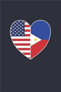 Philippines Fourth of July Gift - American Philippine Flag Notebook - USA Philippines Journal