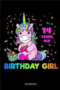 14 Years Old Birthday Girl Notebook