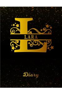 Lara Diary: Letter L Personalized First Name Personal Writing Journal Black Gold Glittery Space Effect Cover Daily Diaries for Journalists & Writers Note Taking