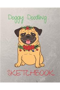 Cute Christmas Pug dog Blank Journal Notebook for Sketching or Writing