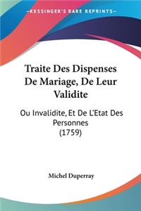 Traite Des Dispenses De Mariage, De Leur Validite