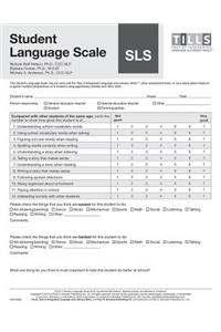 Test of Integrated Language and Literacy Skills(tm) (Tills(tm)) Student Language Scale (Sls)