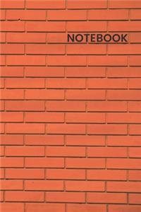 Notebook: Orange Concrete Wall Blank Lined College Ruled Notebook 6x9 Inches 100 Pages