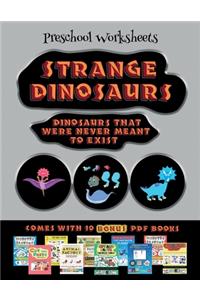 Preschool Worksheets (Strange Dinosaurs - Cut and Paste)
