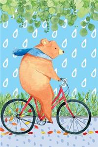 Bullet Journal Notebook Bear Riding Bicycle