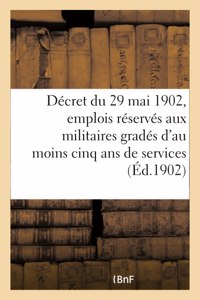 Décret Du 29 Mai 1902 Relatif Aux Emplois Réservés Aux Anciens Militaires Gradés
