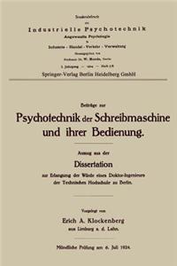 Beiträge Zur Psychotechnik Der Schreibmaschine Und Ihrer Bedienung