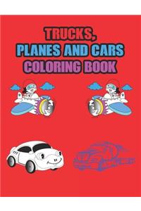 Trucks, Planes and Cars Coloring Book