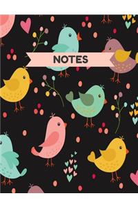 Cute Notes with colorful bird pattern