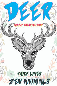 Adult Coloring Book Zen Animals - Thick Lines - Deer