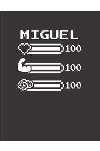 Miguel: Pixel Retro Game 8 Bit Design Blank Composition Notebook College Ruled, Name Personalized for Boys & Men. Gaming Desk Stuff for Gamer Boys. Funny Co