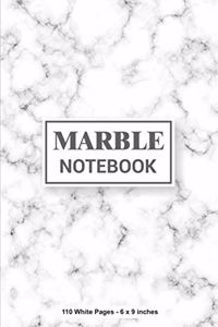 Marble Notebook 110 White Pages 6x9 inches