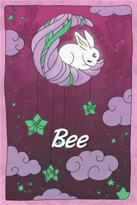 Bee: personalized notebook sleeping bunny on the moon with stars softcover 120 pages blank useful as notebook, dream diary, scrapbook, journal or gift id