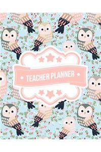 Teacher Planner: Floral Owl Pattern + BONUS Student Information Log Weekly Lesson Plans Monthly Schedule Calendar