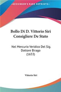 Bollo Di D. Vittorio Siri Consigliere de Stato