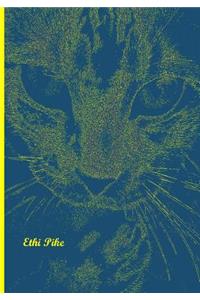 Ethi Pike - Tabby Yellow Blue Notebook / Extended Lines / Soft Matte Cover