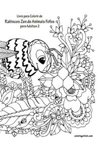 Livro para Colorir de Rabiscos Zen de Animais Fofos para Adultos 2
