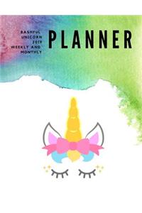 Bashful Unicorn 2019 Weekly and Monthly Planner
