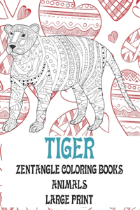 Zentangle Coloring Books - Animals - Large Print - Tiger