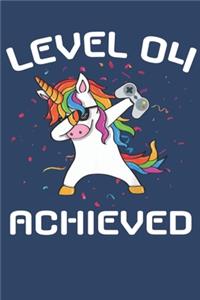 Level 4 achieved Notebook, funny dabbing unicorn Gamer birthday gift blank lined journal