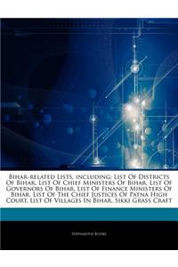 Articles on Bihar-Related Lists, Including: List of Districts of Bihar, List of Chief Ministers of Bihar, List of Governors of Bihar, List of Finance