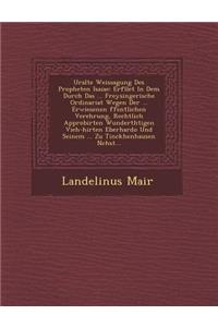 Uralte Weissagung Des Propheten Isaiae