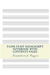 5-Line Music Staff Manuscript Notebook with Contents Pages