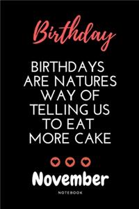 November birthday notebook - Amazing birthday notebook with black cover