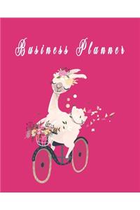 Cute Business Planner for Llama Lovers Llama Cycling on Bike